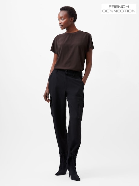 French Connection Brown Crepe Light Crew Neck Top (AB5364) | £35