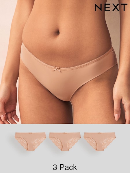 Pastel Rose Nude Brazilian No VPL Lace Back Briefs 3 Pack (AB5466) | £15