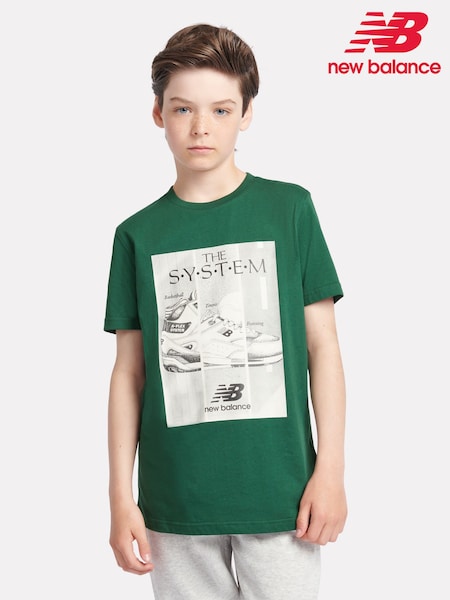 New Balance Green Boys 100% Cotton The System T-Shirt (AB5512) | £23 - £28