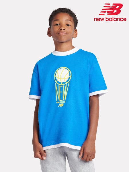 New Balance Blue Boys 100% Cotton Hoops Graphic T-Shirt (AB5518) | £25 - £30