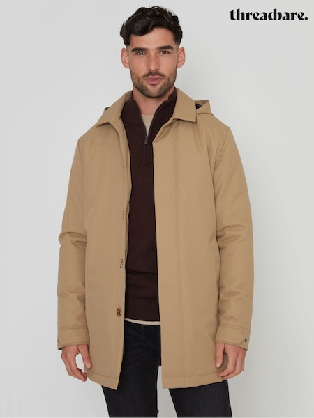 Threadbare Dark Stone Showerproof 2-in-1 Trench Coat with Concealed Hood (AB5642) | £55