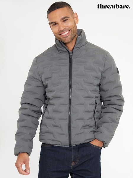Threadbare Grey Quilted Funnel Neck Padded Jacket (AB5662) | £45