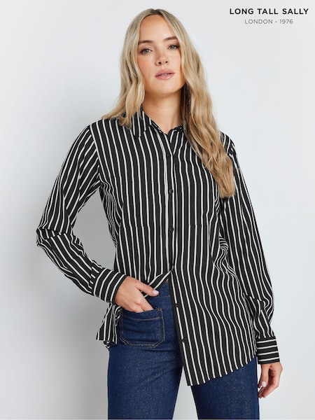 Long Tall Sally Black Stripe Long Sleeve Shirt (AB5718) | £30