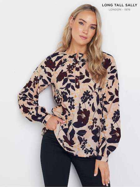Long Tall Sally Red Half Button Sleeve Shirt (AB5730) | £30