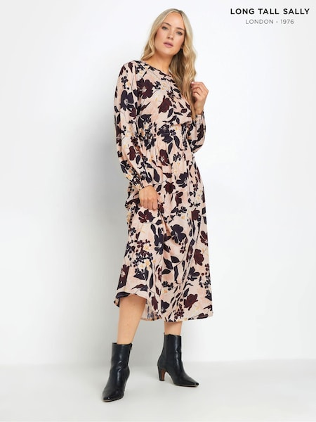 Long Tall Sally Natural Long Sleeve Midi Dress (AB5732) | £39