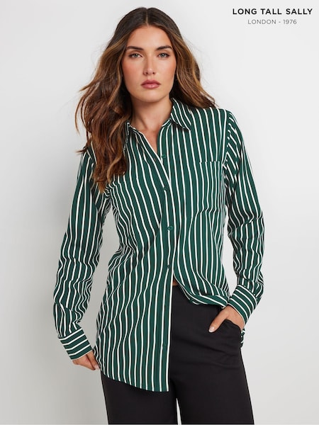 Long Tall Sally Green Stripe Long Sleeve Shirt (AB5745) | £30