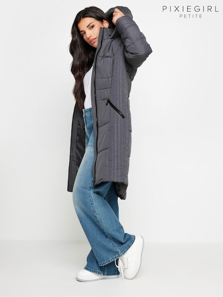 PixieGirl Petite Grey Sporty Mid Weight Padded Coat (AB5826) | £75