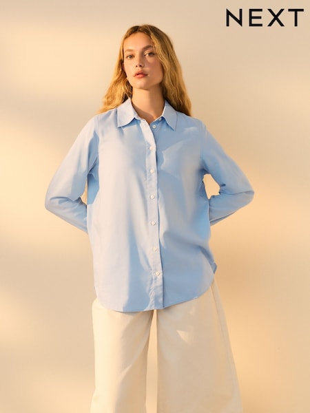 Light Blue Oversized Long Sleeve Oxford Shirt (AB6052) | £26