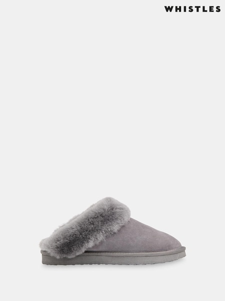 Whistles Grey Emilia Cuff Slippers (AB6064) | £65