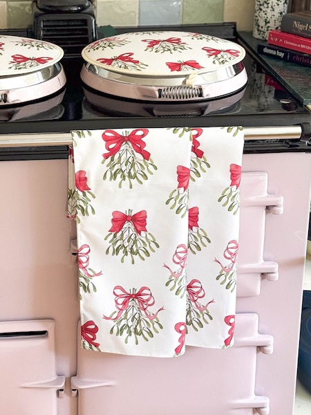 Avalon Home Cream Bows 100% Cotton Tea Towel (AB6210) | £12