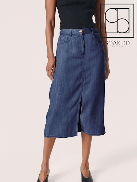 Soaked in Luxury Blue Friday Midi Length Denim Skirt (AB6272) | £90
