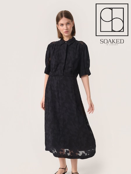Soaked in Luxury Felisia Short Sleeve Shirt Black Dress (AB6274) | £110