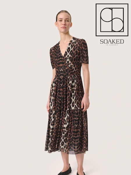 Soaked in Luxury Aldora Short Sleeve V-Neck Wrap Dress (AB6295) | £90