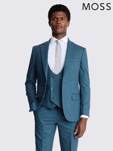 MOSS Blue Tailored Fit Flannel Jacket (AB6387) | £149