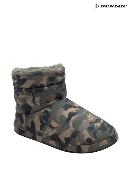 Dunlop Green Mens Faux Fur Lined Boot Slippers (AB6455) | £22