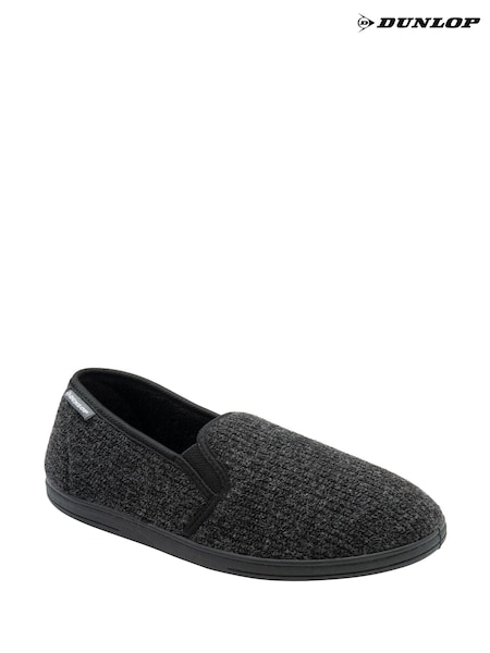 Dunlop Black Mens Twin Gusset Slippers (AB6457) | £18