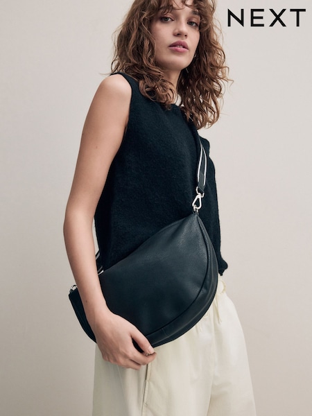 Black Leather Sling Bag (AB6581) | £39