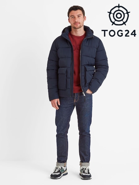 Tog 24 Blue Mens Hooded & Water-Repellent Hamilton Padded Parka (AB6898) | £80