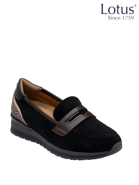 Black - Lotus Wedge Loafer Shoes