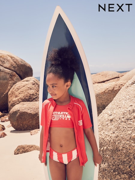 Red Rash Vest and Bikini Set 3 Piece (3-16yrs) (AB7014) | £22 - £28