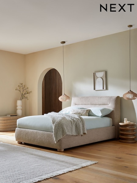 Chunky Texture Dove Grey Colmore Upholstered Ottoman Storage Bed Frame (AB7064) | £0