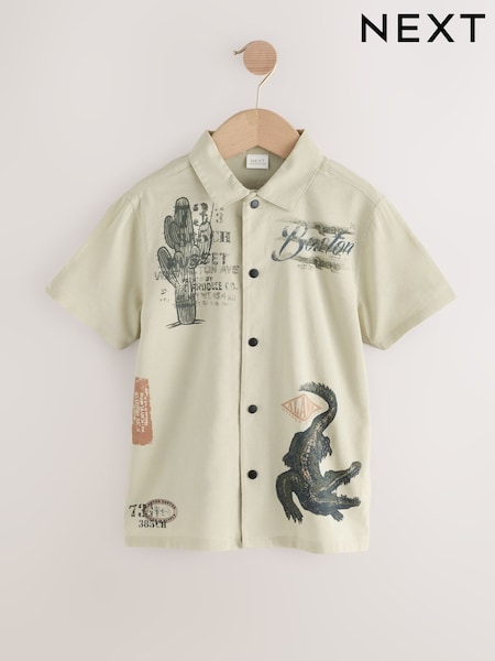 Khaki Camo Short Sleeve Printed Shirt (3-16yrs) (AB7085) | £14 - £19