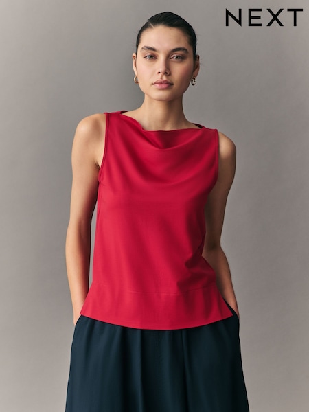 Red Cowl Neck Sleeveless Top (AB7302) | £20
