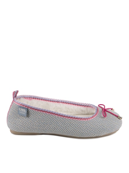 Totes Blue Ladies Isotoner Herringbone Ballet Slippers (AB7394) | £30