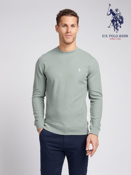 U.S. Polo Assn. Mens Green Texture Crew Neck Sweatshirt (AB7402) | £75