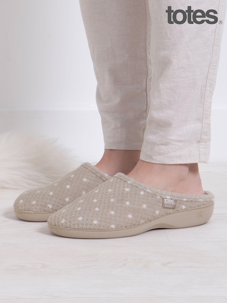 Totes Natural Isotoner Popcorn Terry Mules Slippers (AB7406) | £22
