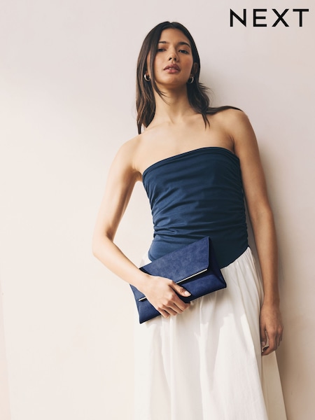 Navy Clutch Bag With Detachable Chain (AB7747) | £18