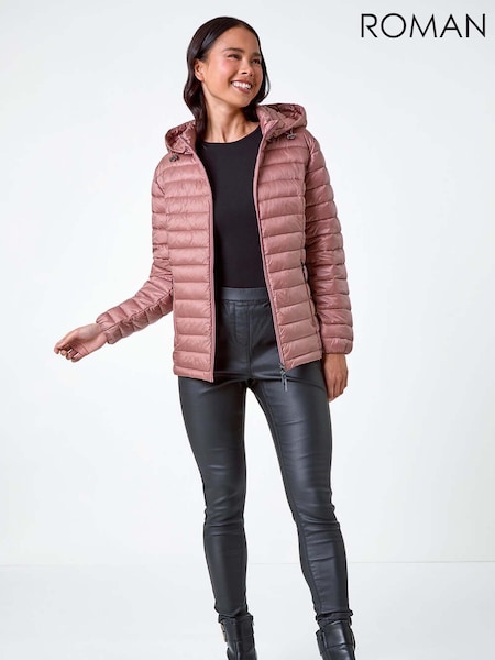 Roman Pink Quilted Hooded Puffer Coat (AB7878) | £60