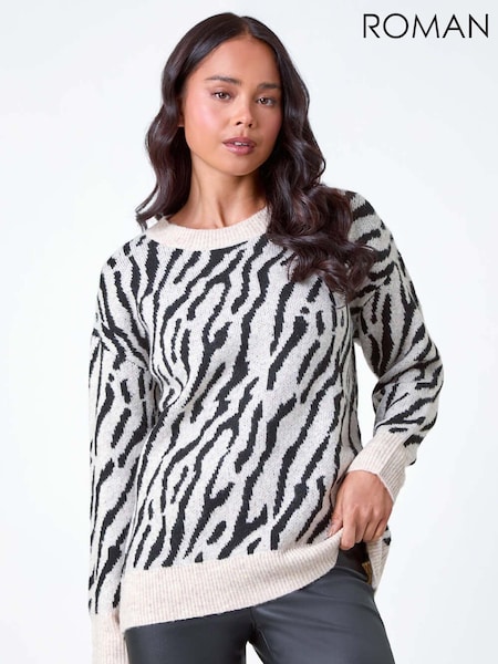 Roman Natural Zebra Print Knit Jumper (AB7903) | £40