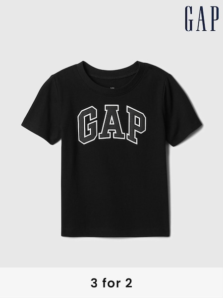 Gap Black Logo Short Sleeve Crew Neck T-Shirt (Newborn-5yrs) (AB8194) | £10