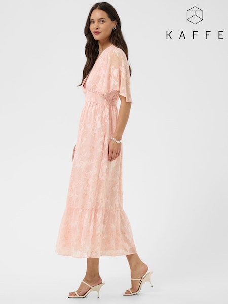 Pink - Kaffe Kalorinda V-neck Tiered Maxi Dress