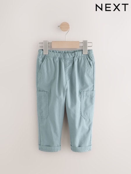 Soft Blue Side Pocket 100% Cotton Pull On Trousers (3mths-7yrs) (AB8363) | £8.50 - £10.50