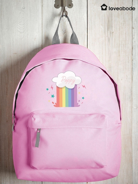 Loveabode Pink Personalised Rainbow Cloud Backpack (AB8542) | £20