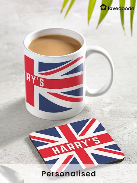 Loveabode Red Personalised Union Jack Mug (AB8546) | £15