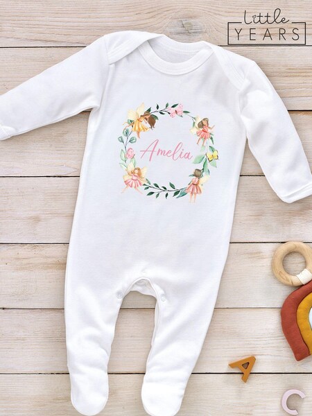 Little Years Girls 100% Cotton Personalised Fairy Black Sleepsuit (AB8555) | £16
