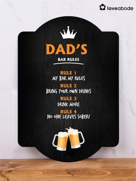 Loveabode Personalised Bar Black Rules Sign (AB8564) | £18