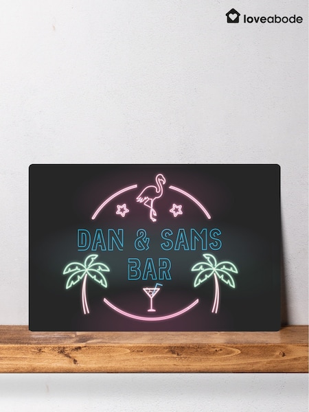 Loveabode Personalised Neon Look Black Bar Sign (AB8568) | £18