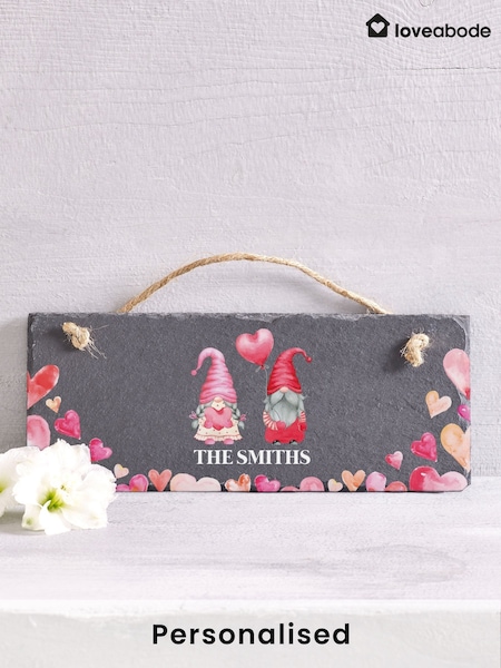 Personalised Gonk Love Couple Hanging Slate by Loveabode (AB8581) | £17
