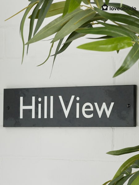 Loveabode Grey Personalised Engraved Slate House Sign (AB8585) | £39