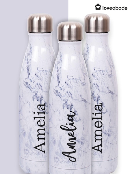 Loveabode Personalised Marble Effect White Water Bottle (AB8588) | £20