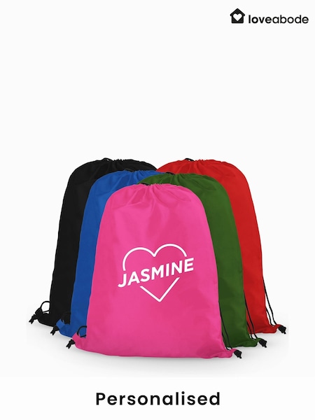 Personalised Heart & Name PE Gymsac (AB8601) | £15