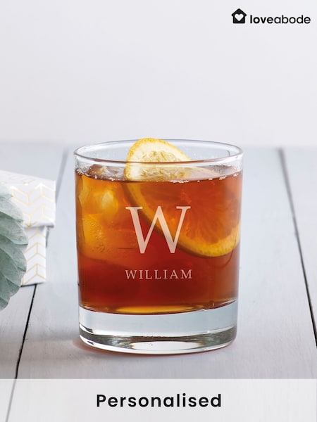 Loveabode Natural Personalised Initials Whiskey Glass (AB8603) | £17