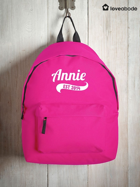 Loveabode Pink Personalised Name and Date Backpack (AB8611) | £20