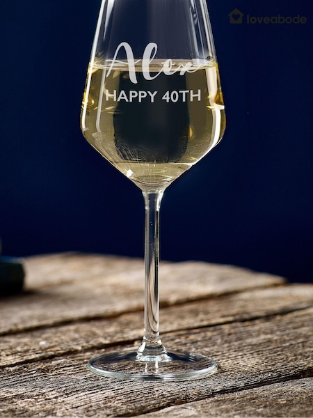 Loveabode Clear Personalised Wine Glass (AB8625) | £17