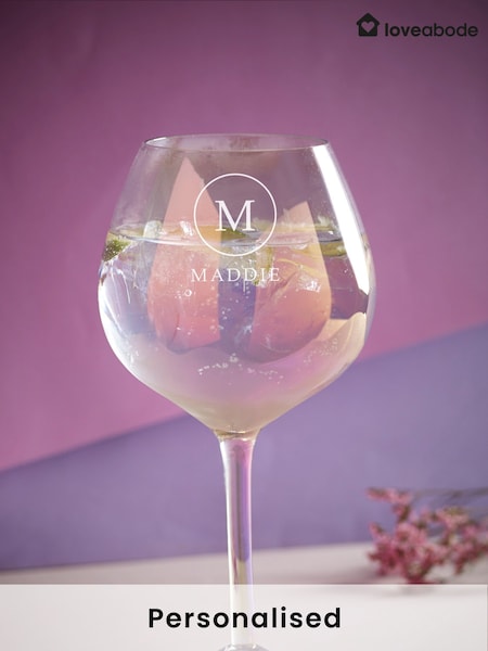 Loveabode Natural Personalised Iridescent Gin Glass (AB8626) | £23