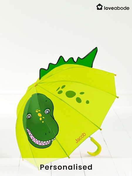 Loveabode Personalised Dinosaur Print Brown Umbrella (AB8636) | £23
